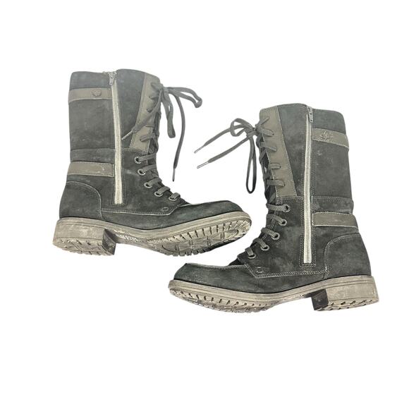 The North Face Black Leather Suede Combat Boots Women’s Sz 8.5 Lace-Up Mid-Calf - Picture 2 of 11